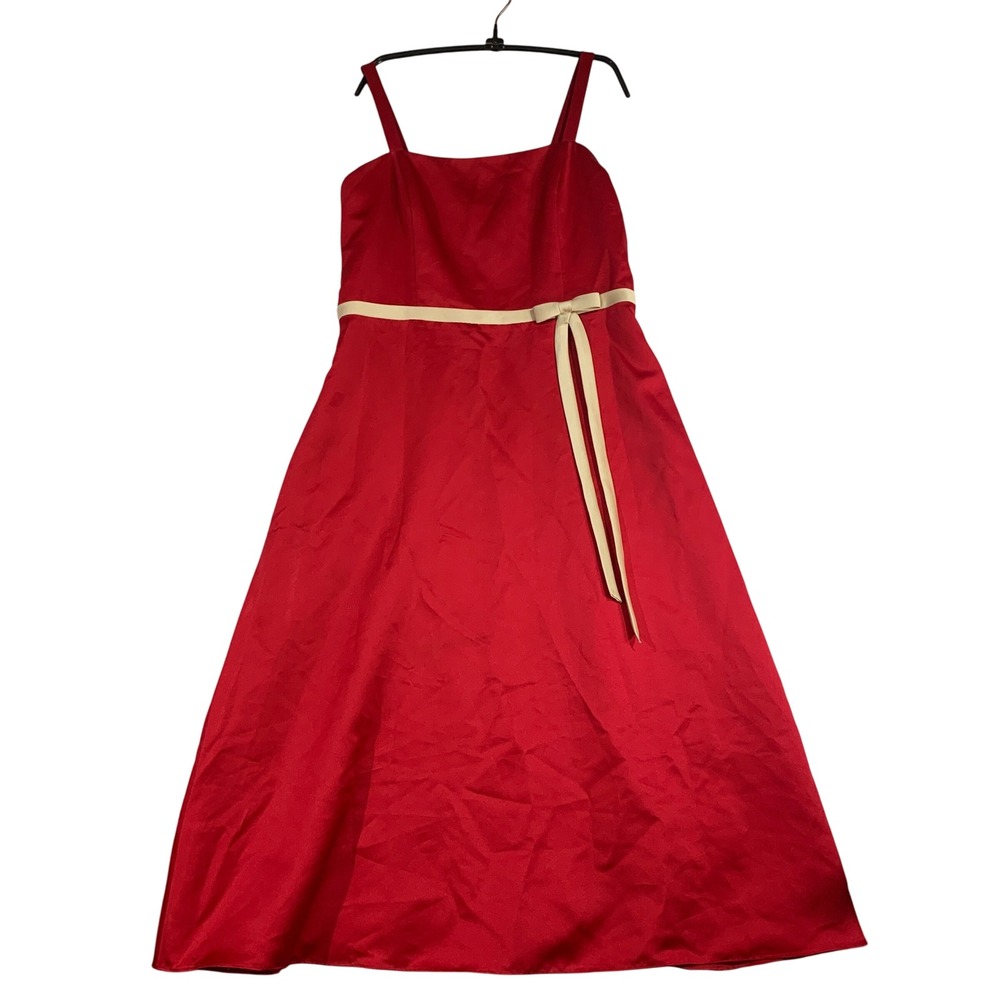 Vintage Forever Yours Red Formal Dress Sleeveless Ribbon Accent Party Gown Small